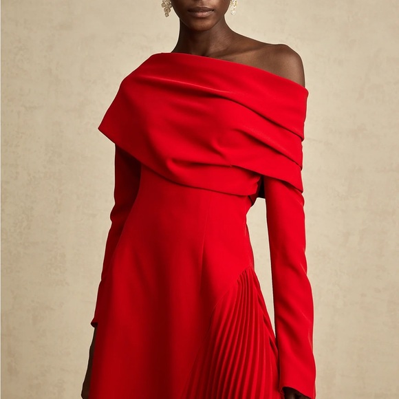 Miss Rosier Valentino Elegant Red Off-Shoulder Dress - Picture 8 of 10